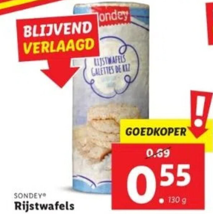 SONDEY® Rijstwafels 130g aanbieding bij Lidl