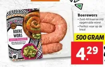 Lidl Boerewors 500g aanbieding