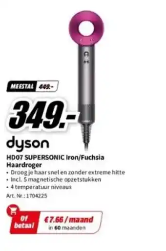 MediaMarkt dyson HD07 SUPERSONIC Iron/Fuchsia Haardroger aanbieding