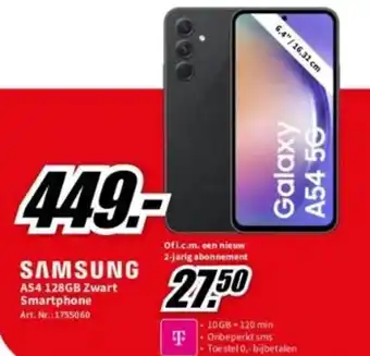 MediaMarkt SAMSUNG A54 128GB Zwart Smartphone aanbieding