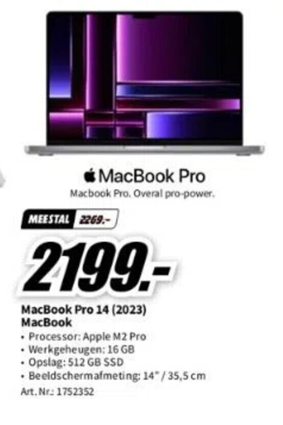 MacBook Pro 14 (2023) MacBook aanbieding bij MediaMarkt