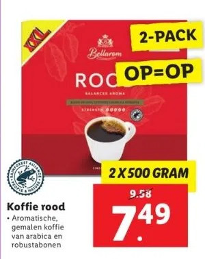 Lidl Koffie rood aanbieding