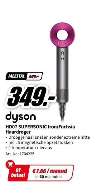 MediaMarkt Dyson hd07 supersonic iron/fuchsia haardroger aanbieding