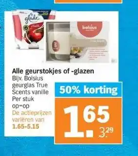 Albert Heijn Alle geurstokjes of -glazen bijv. bolsius aanbieding