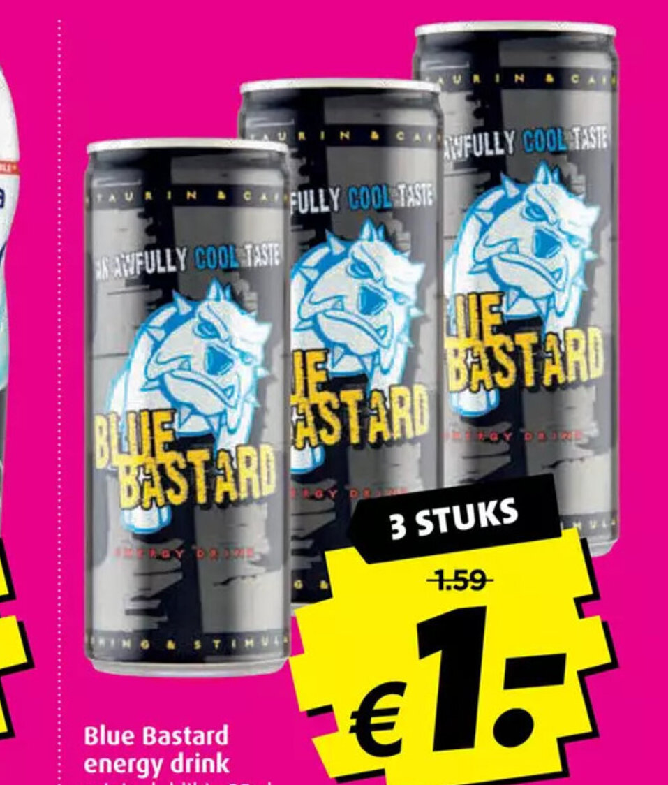 Blue Bastard energy drink original, blikje 25 cl aanbieding bij Boni