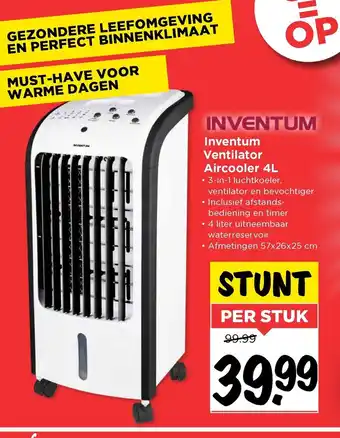 Vomar Voordeelmarkt Inventum Ventilator Aircooler 4L per stuk aanbieding