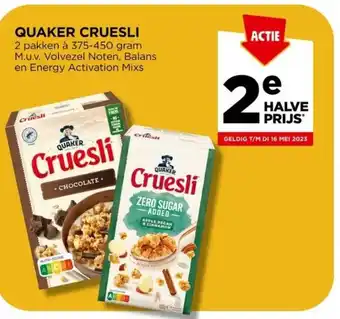 Jumbo QUAKER CRUESLI ACTIE HALVE PRIJS aanbieding