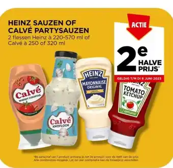 Jumbo HEINZ SAUZEN OF CALVÉ PARTYSAUZEN 2 flessen Heinz à 220-570 ml of Calvé à 250 of 320 ml aanbieding