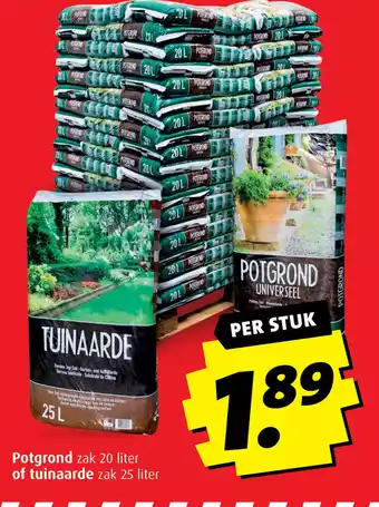 Boni Potgrond zak 20 liter of tuinaarde zak 25 liter aanbieding