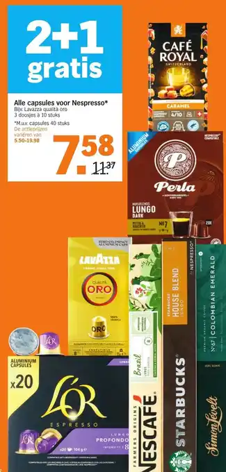 Albert Heijn Alle capsules voor Nespresso* aanbieding