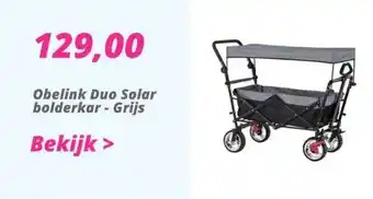 Obelink Obelink duo solar bolderkar - grijs aanbieding