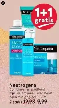 Etos Neutrogena combineer en profiteer! bijv. neutrogena hydro boost aqua reinigingsgel 200 ml. 2 stuks 19,98 9,99 aanbieding