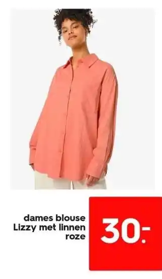 HEMA Dames blouse lizzy met linnen roze aanbieding