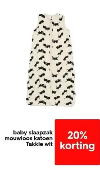 HEMA Baby slaapzak mouwloos katoen takkie wit aanbieding