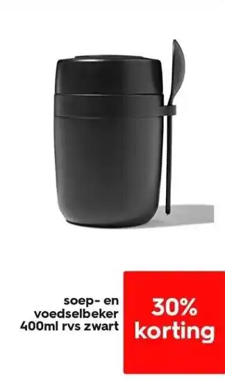 HEMA Soep- en voedselbeker 400ml rvs zwart aanbieding