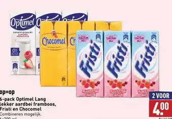 ALDI 6-pack optimel lang lekker aardbei framboos, fristi en chocomel combineren mogelijk. aanbieding