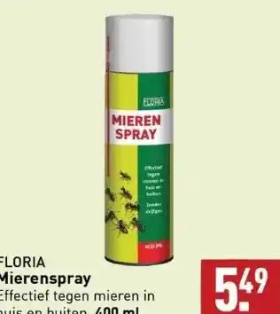 ALDI Floria mierenspray effectief tegen mieren in huis en buiten. 400 ml. aanbieding