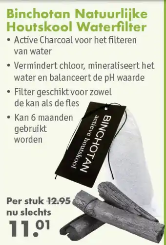 Gezond & Wel Binchotan natuurlijke houtskool waterfilter aanbieding