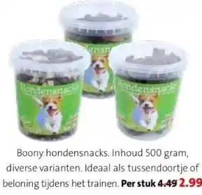 Intratuin Boony hondensnacks. inhoud 500 gram, diverse varianten. ideaal als tussendoortje of beloning tijdens het trainen. per stuk aanbieding