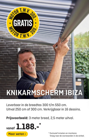 Hubo Knikarmscherm ibiza aanbieding