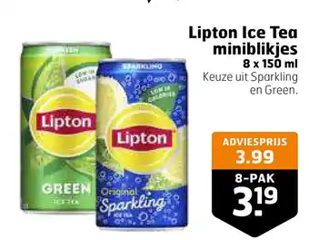 Trekpleister Lipton ice tea miniblikjes aanbieding