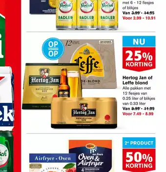 Hoogvliet Hertog Jan of Leffe blond aanbieding