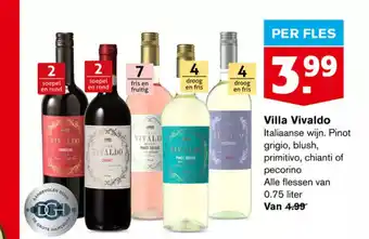 Hoogvliet Villa Vivaldo Italiaanse wijn. Pinot grigio, blush, primitivo, chianti of pecorino aanbieding