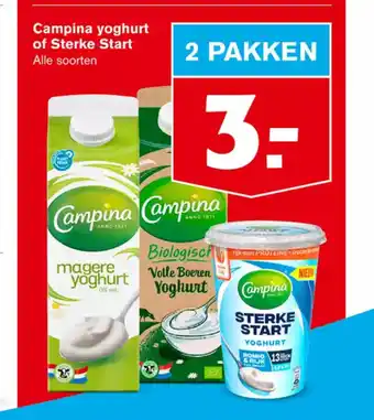 Hoogvliet Campina yoghurt of Sterke Start Alle soorten aanbieding