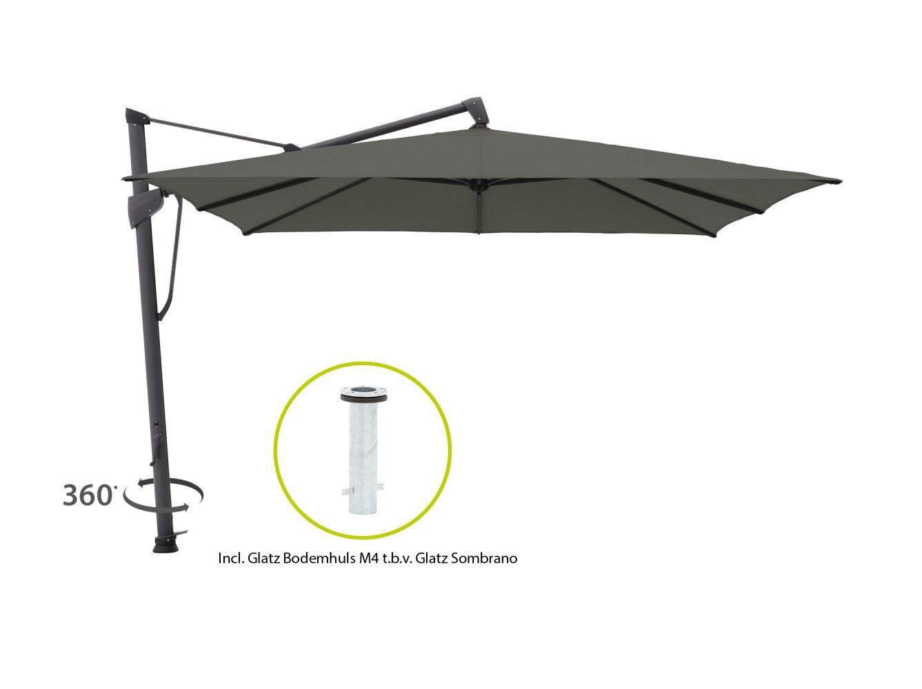 Kees Smit Glatz sombrano s+ easy zweefparasol 300x300cm - laagste prijsgarantie! aanbieding