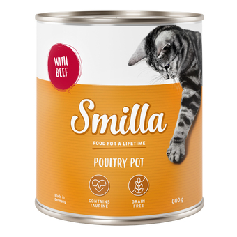 Zooplus 6x800g gevogeltepannetje mals gevogelte met rund smilla kattenvoer aanbieding