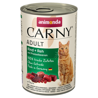 Zooplus 6x400g adult rund, ree met veenbessen animonda carny kattenvoer aanbieding