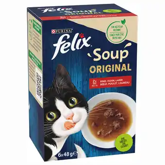 Zooplus 12+6 gratis! 18x48g felix soup kattenvoer - diverse smaken aanbieding