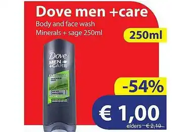 Die Grenze Dove Men +Care Body And Face Wash Minerals + Sage 250ml aanbieding