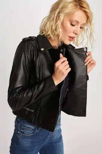 Wehkamp Morgan imitatieleren bikerjack zwart aanbieding