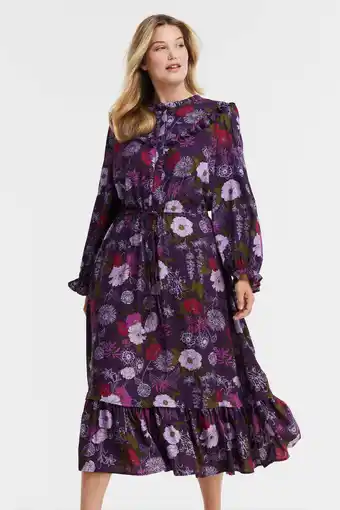 Wehkamp Miljuschka by wehkamp maxi jurk met bloemenprint paars aanbieding