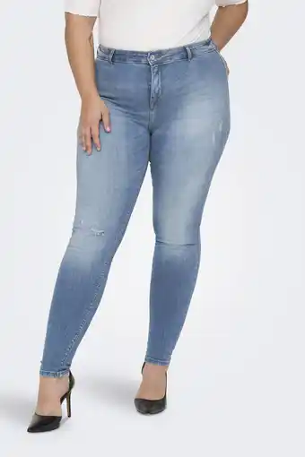 Wehkamp Only carmakoma high waist skinny jeans light blue denim aanbieding