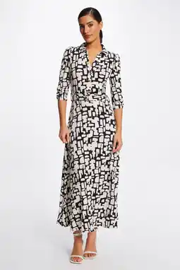 Wehkamp Morgan maxi jurk met all over print en ceintuur zwart/wit aanbieding