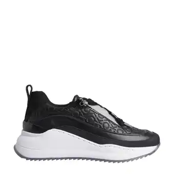 Wehkamp Calvin klein chunky internal wedge mono mix leren sneakers zwart aanbieding