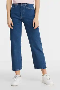 Wehkamp Levi's ribcage high waist straight fit jeans blauw aanbieding