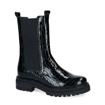 Wehkamp Manfield   hoge lakleren chelsea boots met crocoprint zwart aanbieding