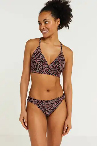 Wehkamp Beachwave hipster bikinibroekje met all over print brique/zwart/wit aanbieding