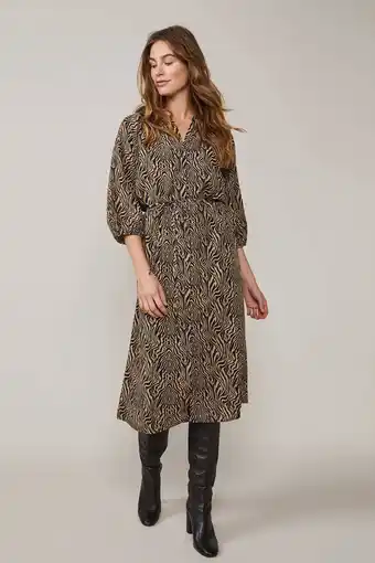 Wehkamp Summum woman jurk met zebraprint bruin/zwart aanbieding