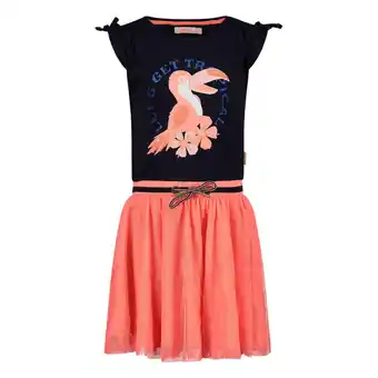 Wehkamp Orange stars jurk met printopdruk marine/oranje aanbieding