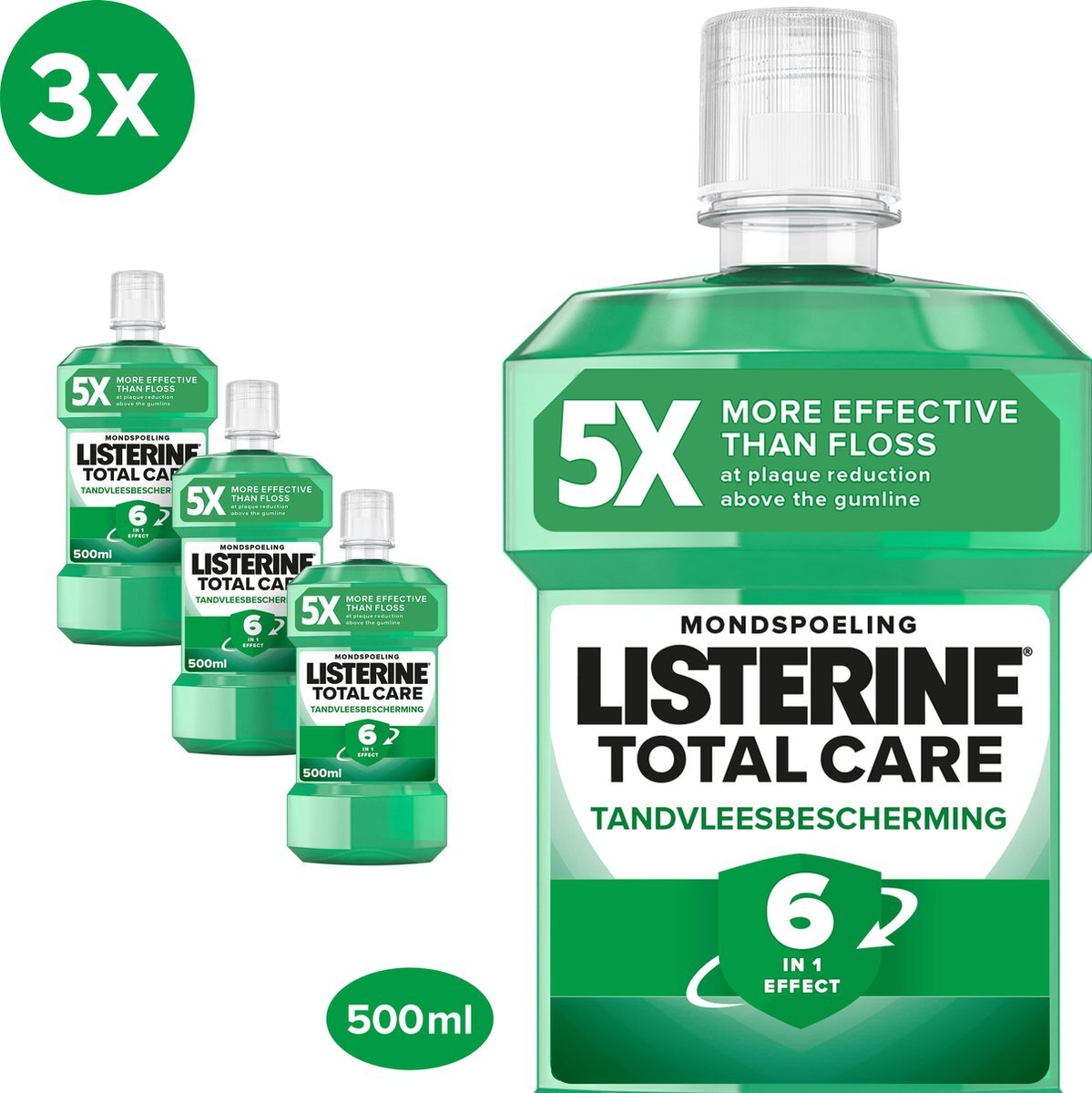 Bol.com Listerine total care tandvleesbescherming: mondspoeling voor complete bescherming voor gezond tandvlees met 6-in-1 effect - m aanbieding