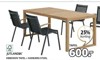 Jysk JUTLANDIA EBBESKOV TAFEL Tafel: gerecycleerd massief FSC® teak. B90 x L196 x H75 cm. aanbieding