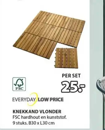 Jysk KNEKKAND VLONDER FSC hardhout en kunststof. 9 stuks. B30 x L30 cm aanbieding