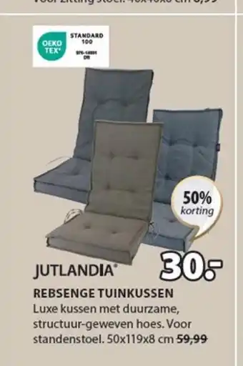 Jysk JUTLANDIA REBSENGE TUINKUSSEN Luxe kussen met duurzame, structuur-geweven hoes. Voor standenstoel. 50x119x8 cm aanbieding