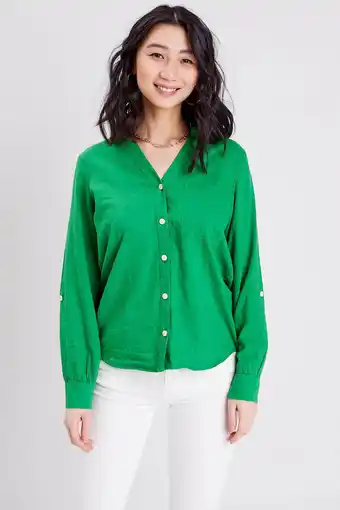 Wehkamp Cache cache blouse met linnen groen aanbieding