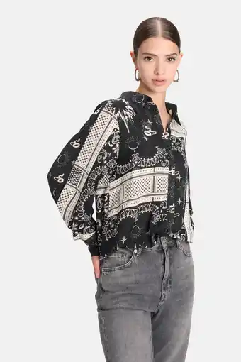 Wehkamp Shoeby eksept blouse arafat met all over print zwart/wit aanbieding