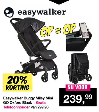 Van Asten BabySuperstore Easywalker Buggy Miley Mini go Oxford Black + Gratis Telefoonhouder aanbieding